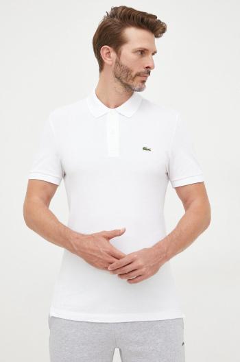 Bavlnené polo tričko Lacoste biela farba, jednofarebné