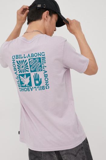 Bavlnené tričko Billabong fialová farba, s potlačou