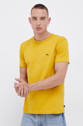 Bavlnené tričko Quiksilver žltá farba, jednofarebné
