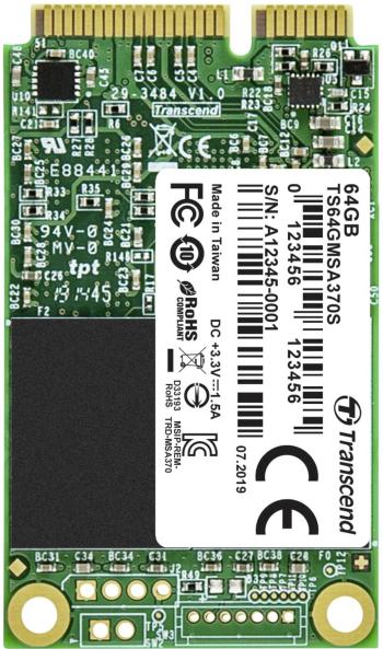 Transcend  64 GB interný mSATA SSD pevný disk SATA 6 Gb / s Retail TS64GMSA370S