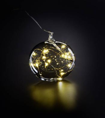 Krinner 76040 vianočné gule guľa teplá biela LED  priehľadná  ručne fúkané sklo, so spínačom