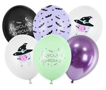 PartyDeco Sada latexových balónov - Halloween Čarodejnica mix 6 ks