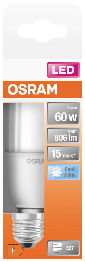 OSRAM 4058075428508 LED  En.trieda 2021 F (A - G) E27 valcovitý tvar 8 W = 60 W chladná biela (Ø x d) 40.4 mm x 114 mm