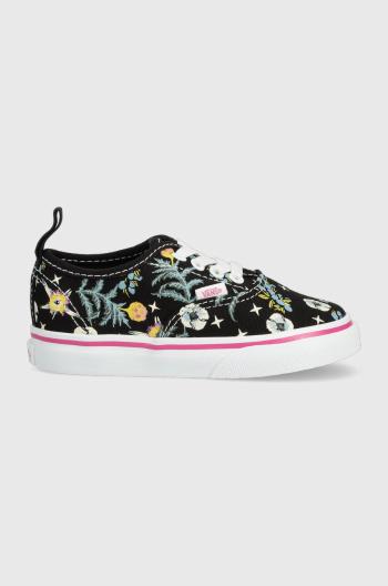 Detské tenisky Vans TD Authentic Elastic FLRL BLACK čierna farba