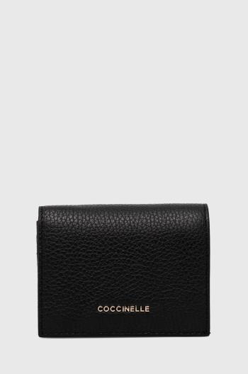 Kožená peňaženka Coccinelle dámska, čierna farba