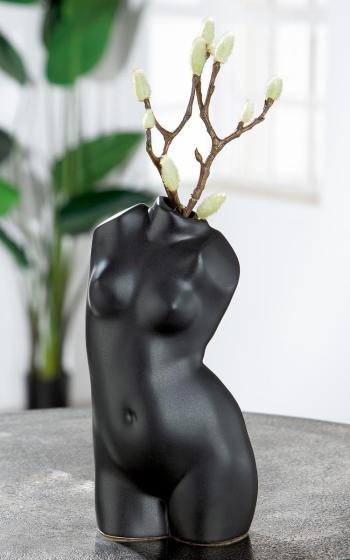 Keramická váza Black lady, zakrivený tvar
