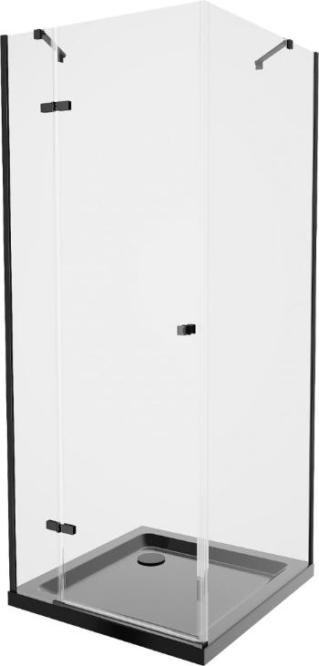 MEXEN/S - Roma sprchovací kút 90x90 cm, transparent, čierna + čierna vanička so sifónom 854-090-090-70-00-4070B