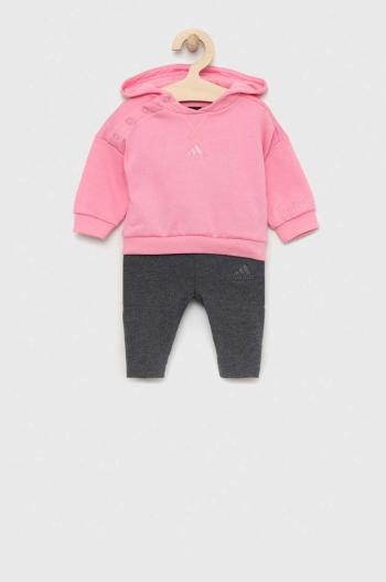 Detská tepláková súprava adidas ružová farba