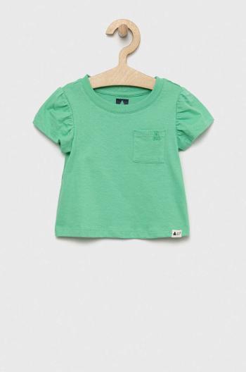 Detské bavlnené tričko GAP zelená farba