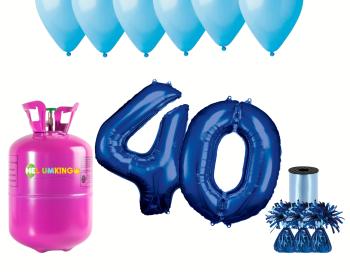 HeliumKing Hélium párty set na 40. narodeniny s modrými balónmi