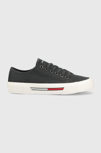 Tenisky Tommy Jeans LACE UP CANVAS COLOR pánske, šedá farba