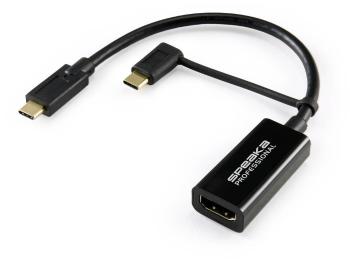 SpeaKa Professional SP-9015340 HDMI káblový adaptér [1x HDMI zásuvka - 1x USB-C ™ zástrčka] čierna tienenie pletivom 15.