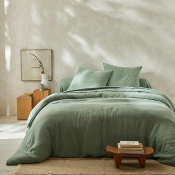 Blancheporte Jednofarebné posteľná bielizeň z bavlnenej gázoviny zelená obliečka na vank. 50x70cm+lem