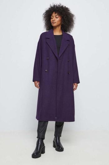 Kabát s prímesou vlny Medicine fialová farba, prechodný, oversize