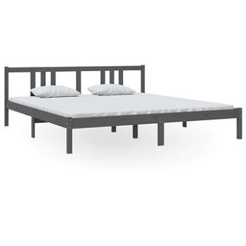 Rám postele sivý masívne drevo 180 × 200 cm Super King, 814901