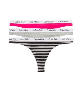 CALVIN KLEIN - tangá 3PACK cotton stretch pink & stripe silver color - limited edition-XL