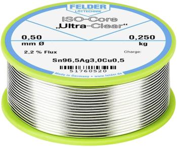 Felder Löttechnik ISO-Core "Ultra Clear" SAC305 spájkovací cín cievka Sn96,5Ag3Cu0,5 0.250 kg 0.5 mm