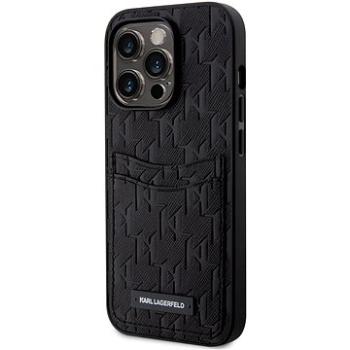 Karl Lagerfeld Saffiano Monogram Card Slot Zadný Kryt na iPhone 14 Pro Max Black (KLHCP14XSAKLHPPK)