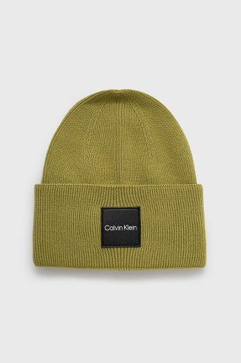 Bavlnená čiapka Calvin Klein zelená farba, bavlnená