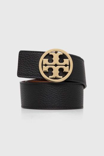 Obojstranný kožený opasok Tory Burch 1.5" Miller Reversible dámsky, čierna farba, 138936.001