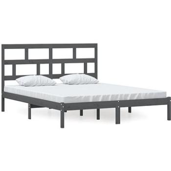 Rám postele sivý masívna borovica 160 × 200 cm, 3101230