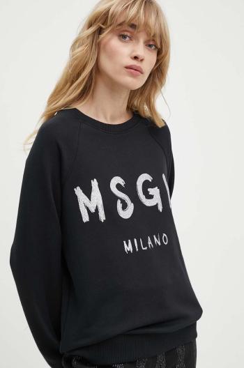 Bavlnená mikina MSGM dámska, čierna farba, s potlačou, 3741MDM513G.247799