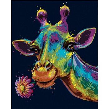 Maľovanie podľa čísel - Farebná žirafa s kvetinou (HRAbz33376nad)