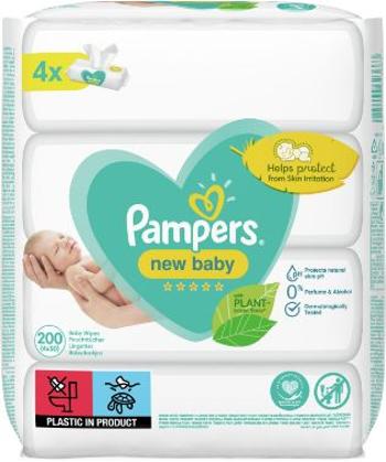 Pampers Wipes 200ks (4x50) New baby