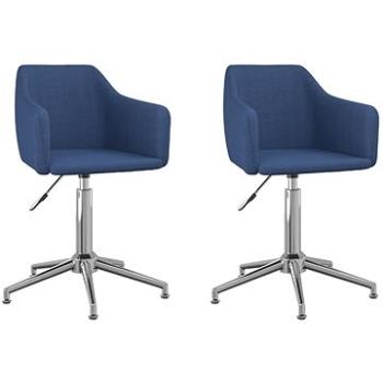 Otočné jedálenské stoličky 2 ks modré textil, 331203