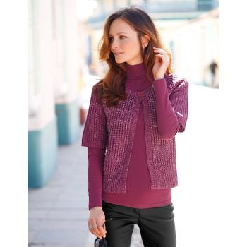 Blancheporte Trblietavý sveter paleto purpurová/strieborná 50