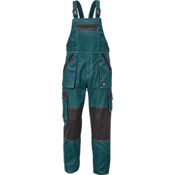 Cerva Pánske pracovné nohavice s náprsenkou MAX SUMMER - Zelená / čierna | 60