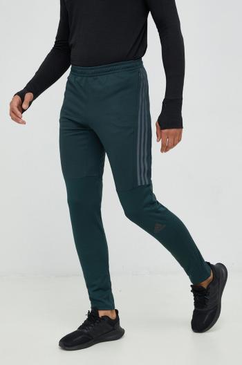 Bežecké nohavice adidas Performance Run Icon pánske, zelená farba, s potlačou