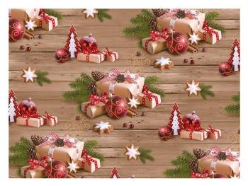 Baliaci papier klasický - vianočný darček + drevo - listy 100x70 cm - MFP Paper