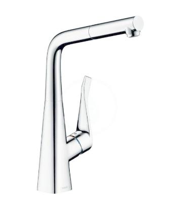 HANSGROHE HANSGROHE - M71 Drezová batéria Metris s výsuvnou koncovkou, sBox, EcoSmart, chróm 73828000