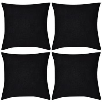 4 čierne poťahy na vankúše bavlna 50 × 50 cm