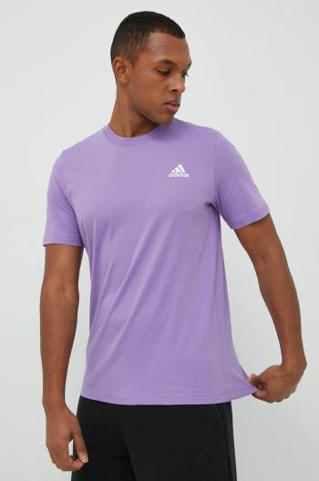 Bavlnené tričko adidas fialová farba, jednofarebné