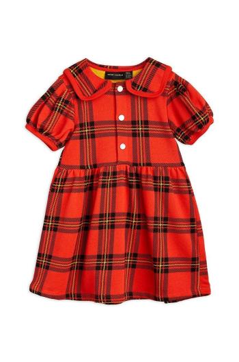 Dievčenské bavlnené šaty Mini Rodini červená farba, mini, áčkový strih