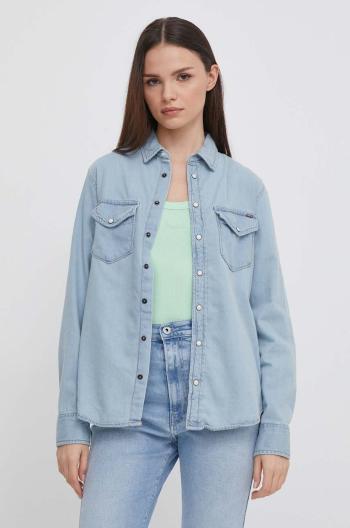 Rifľová košeľa Pepe Jeans Ivy IVY dámska, regular, s klasickým golierom, PL304846PF8