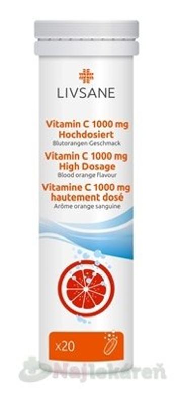 LIVSANE Vitamín C 1000 mg, šumivé tablety, príchuť červený pomaranč 20 tbl
