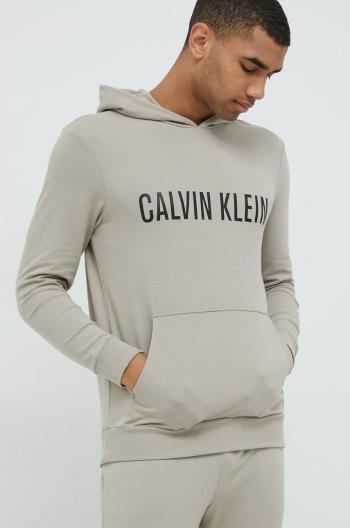 Pyžamová mikina Calvin Klein Underwear pánska, béžová farba, melanžová