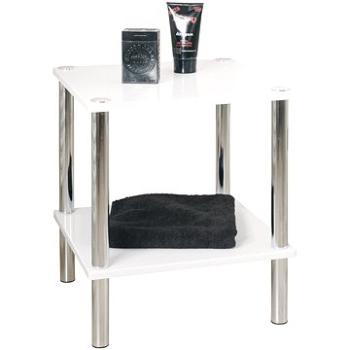 Odkladací stolík Finley, 47 cm, biela/chróm (HA01021)