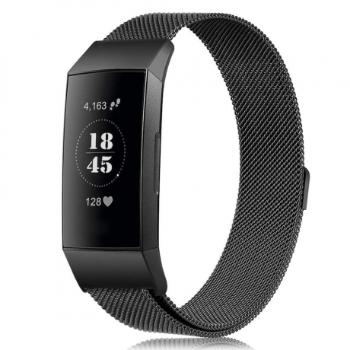 Fitbit Charge 3 / 4 Milanese (Small) remienok, Black (SFI005C01)