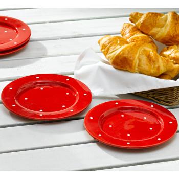 Magnet 3Pagen Tanier na raňajky "Bodky" červená-biela pr. 20 cm