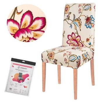 SPRINGOS Návlek na stoličku univerzálny - farebné kvety