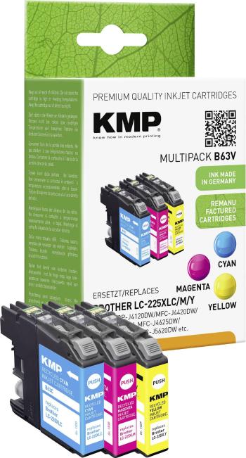 KMP Ink náhradný Brother LC-225XLC, LC-225XLM, LC-225XLY kompatibilná kombinované balenie zelenomodrá, purpurová, žltá B