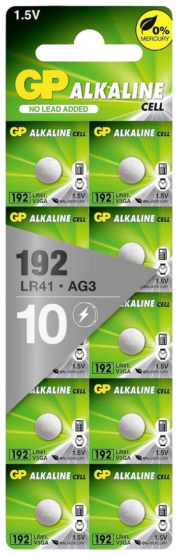 GP Batteries GP192F-2C10 gombíková batéria  LR 41 alkalicko-mangánová  1.5 V 10 ks