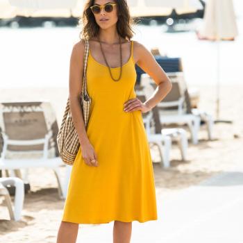 Blancheporte Jednofarebné rozšírené šaty žltá 42/44