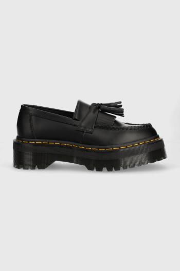 Kožené mokasíny Dr. Martens Adrian Quad dámske, čierna farba, na platforme, DM27989001