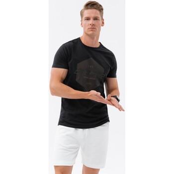 Ombre  Tričká s krátkym rukávom Pánske bavlnené tričko s potlačou - čierne V2 S1753  viacfarebny