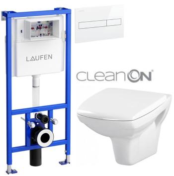 LAUFEN Rámový podomietkový modul CW1 SET s bielym tlačidlom + WC CERSANIT CLEANON CARINA + SEDADLO H8946600000001BI CA1